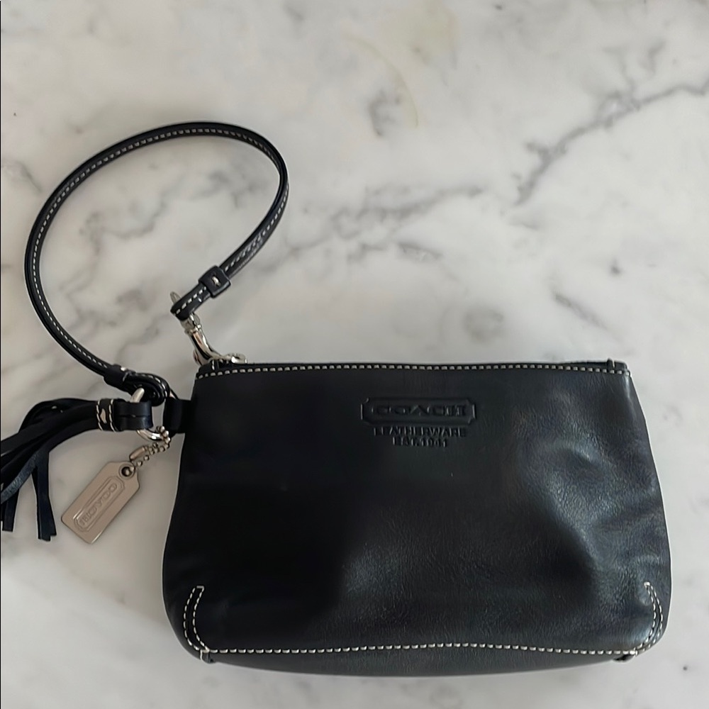 Coach Black Leather Wristlet- Never Used